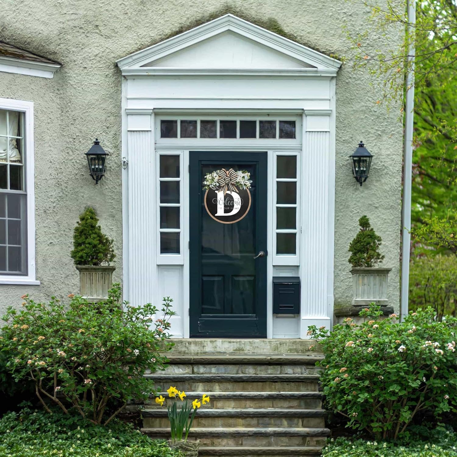 BILLAMB Circular Surname Front Door Welcome Sign Wreath