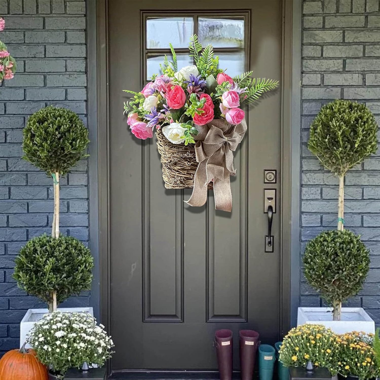 HELLORSO Peony Door Wreath Spring Summer Decor