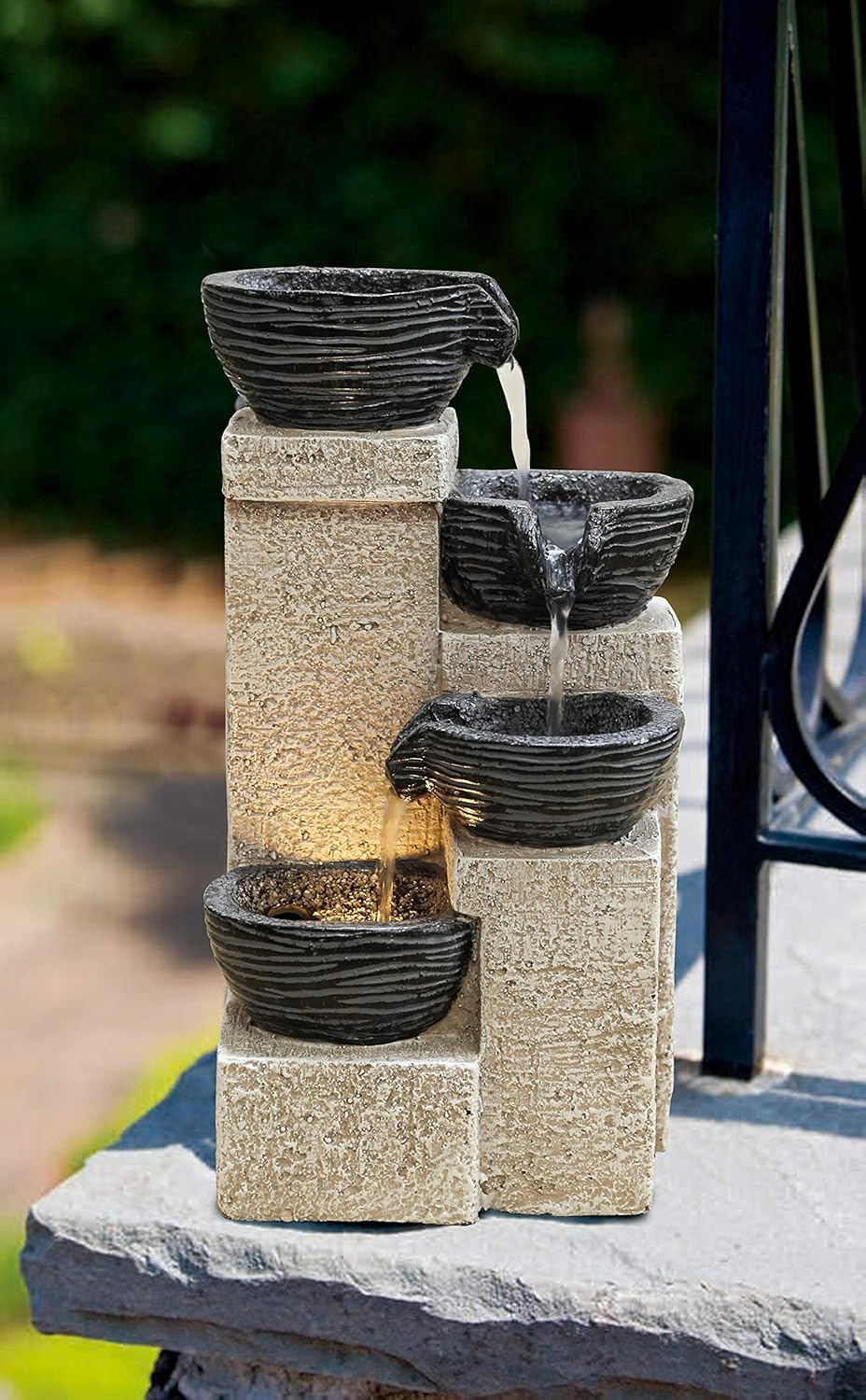Stacking Bowls Fountain with Warm LED Lights