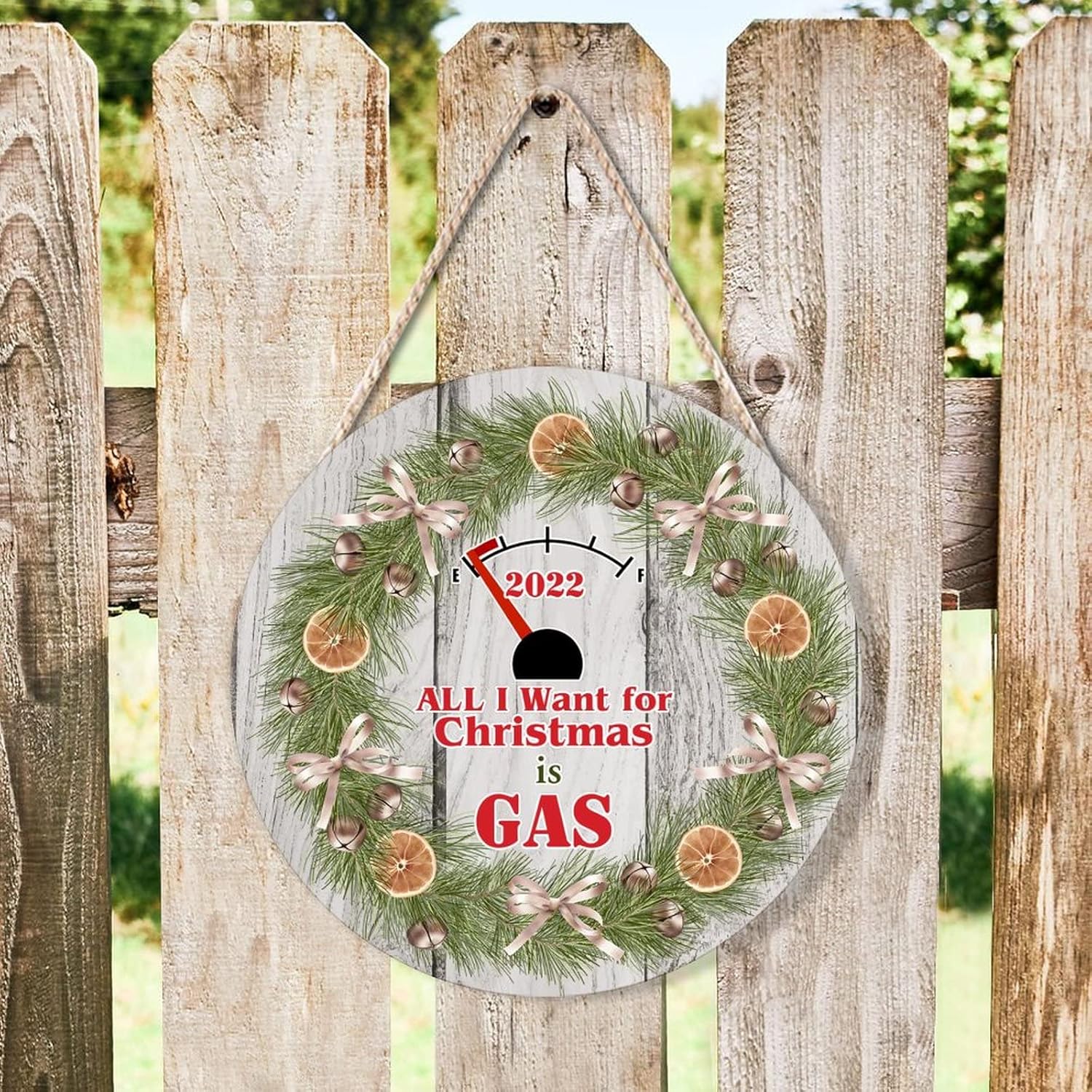 Farmhouse Door Hanger Funny Christmas Wreath 10x10 Wood Sign