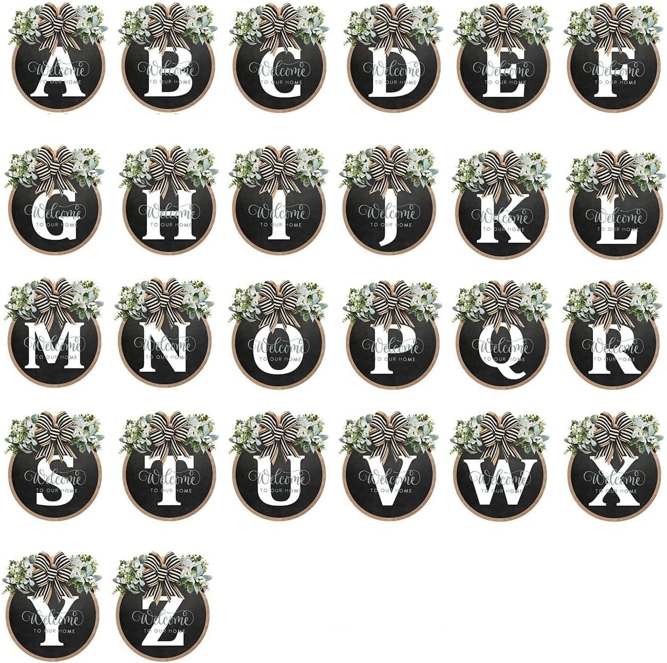 BILLAMB Circular Surname Front Door Welcome Sign Wreath