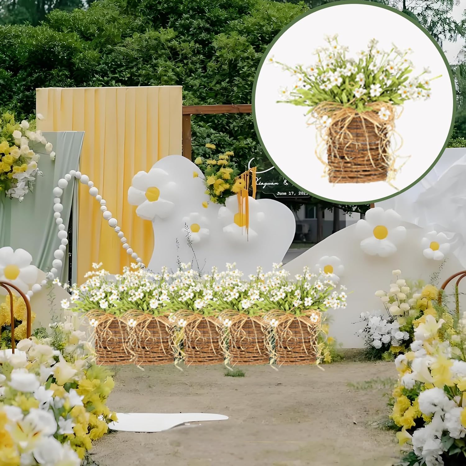 Cream Hydrangea Door Wreath Basket Hanger for Front Door Spring Decor