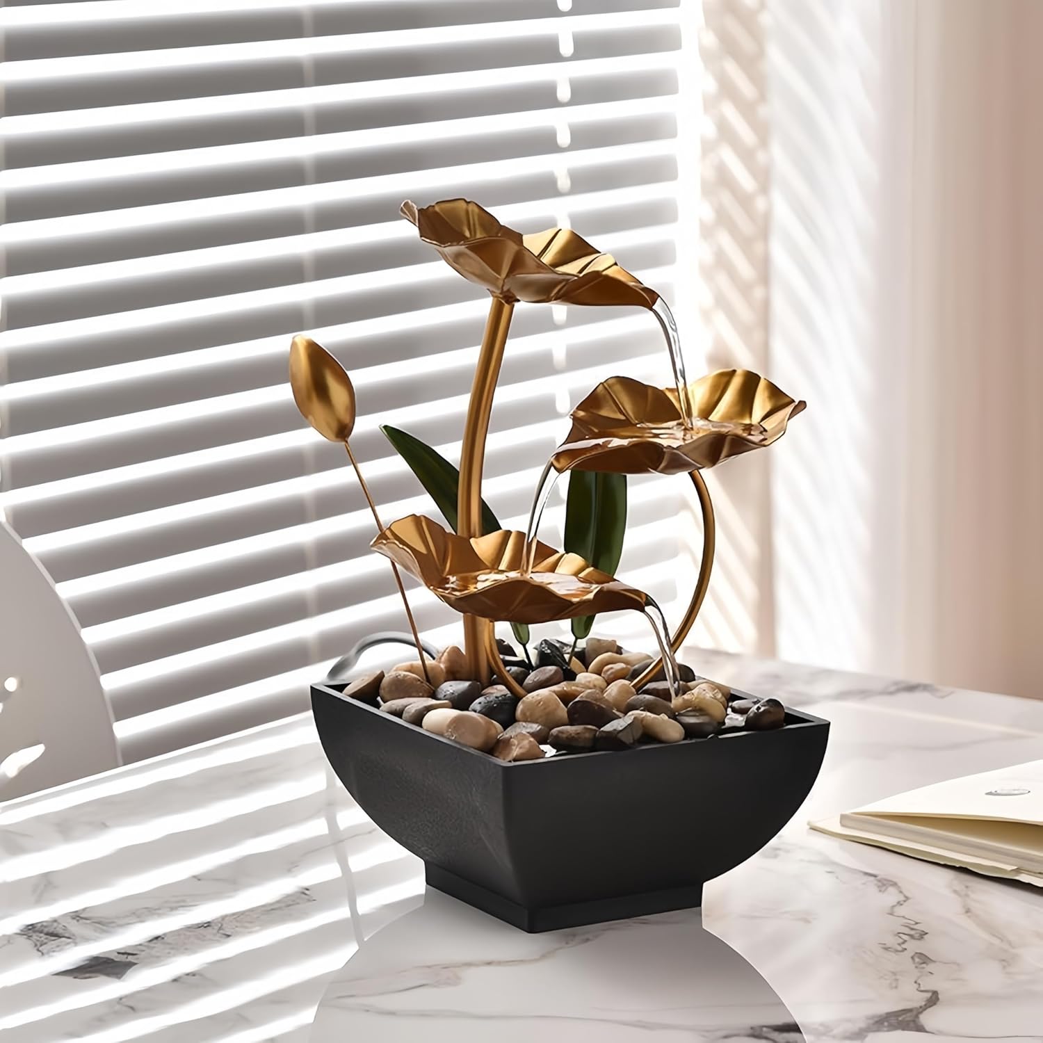 FengShui Caishen Tabletop Water Fountain for Relaxation and Meditation