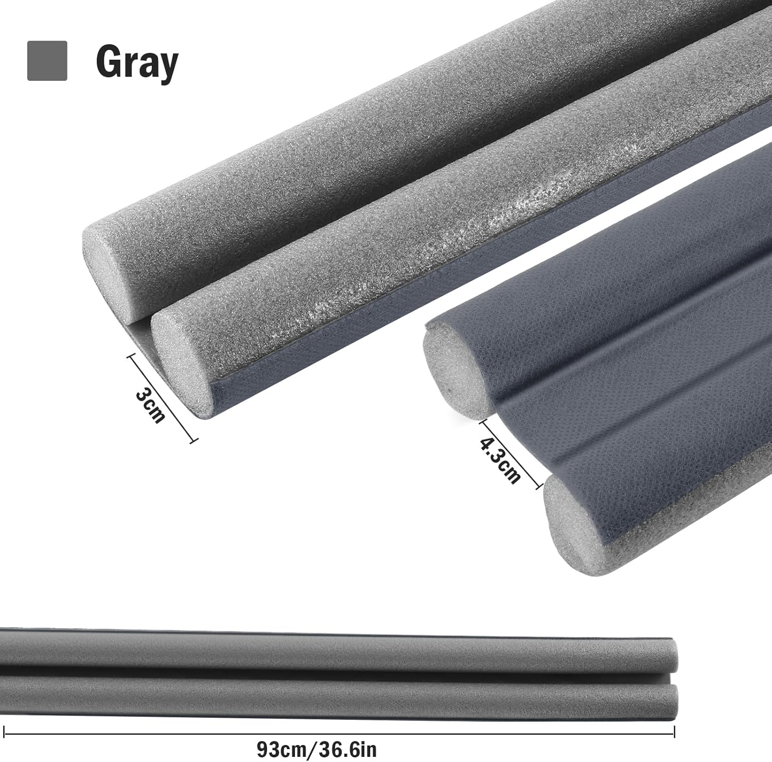 Lineba Door Draft Stopper 36 Inch Adjustable Grey Seal