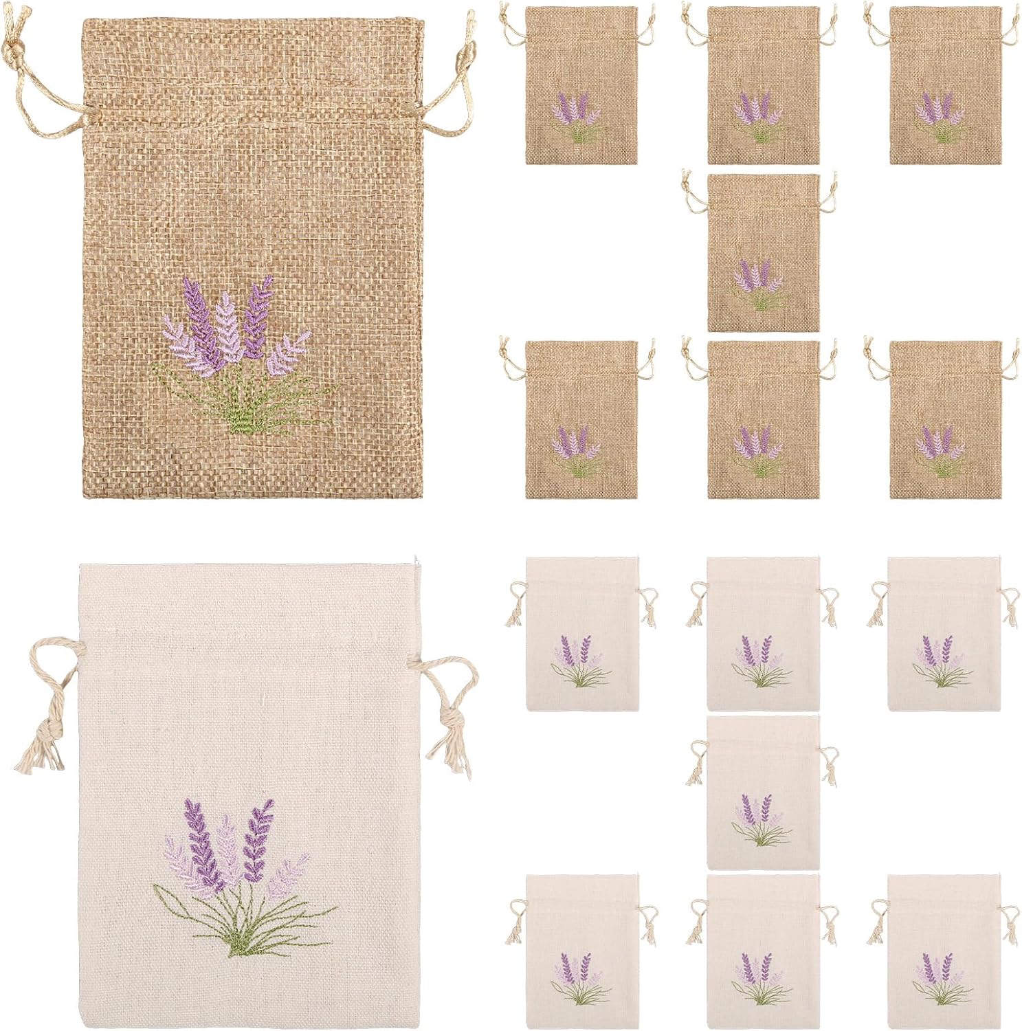 Lavender Pattern Drawstring Sachet Bags for Gifts and Crafts