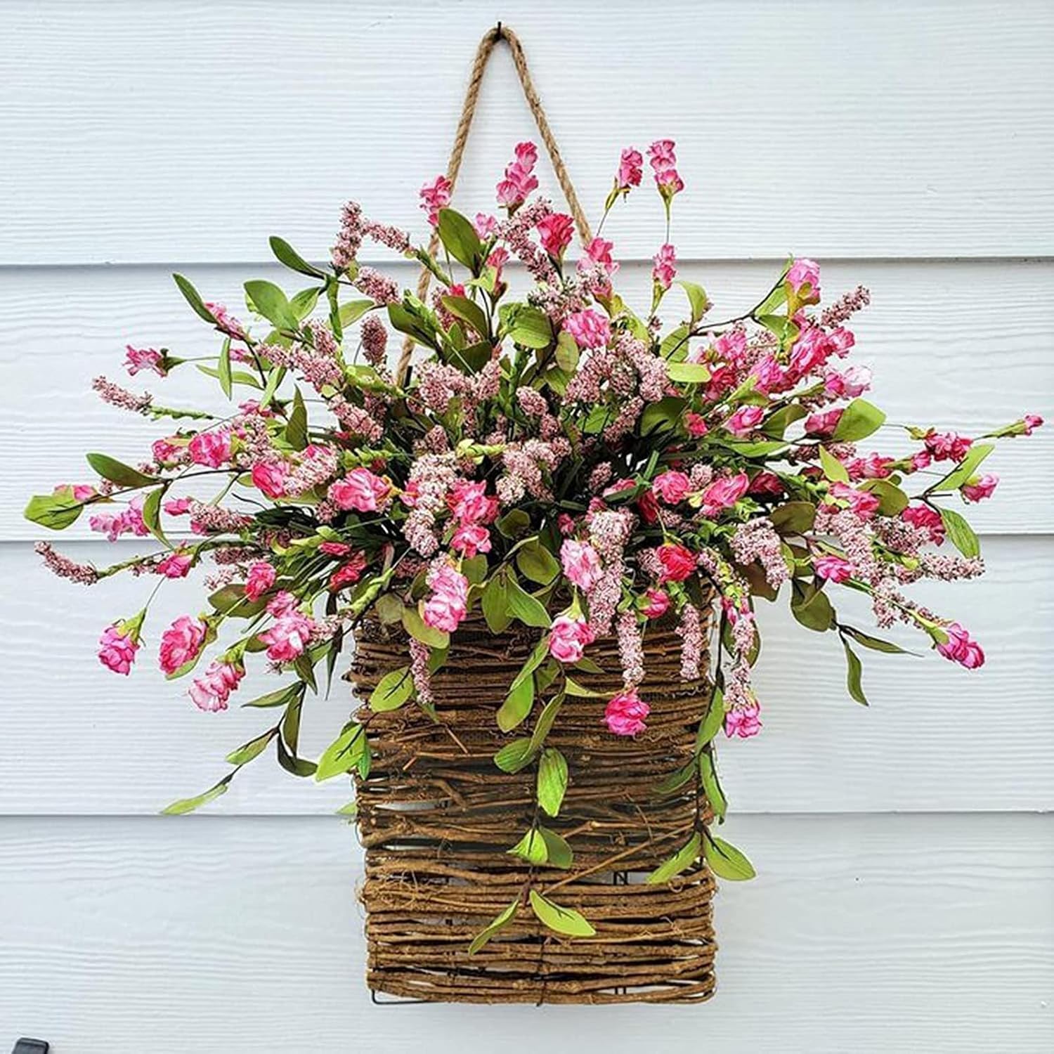 Cream Hydrangea Door Wreath with Wildflowers