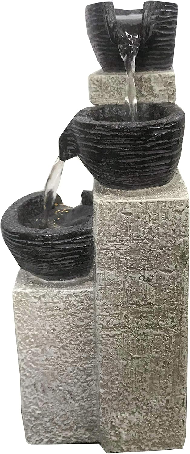 Stacking Bowls Fountain with Warm LED Lights