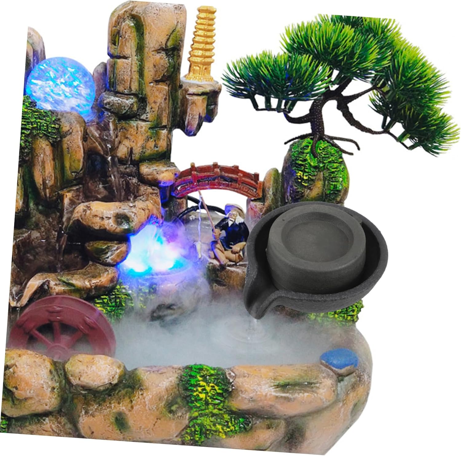VICASKY Tabletop Fountain with Rotating Mill