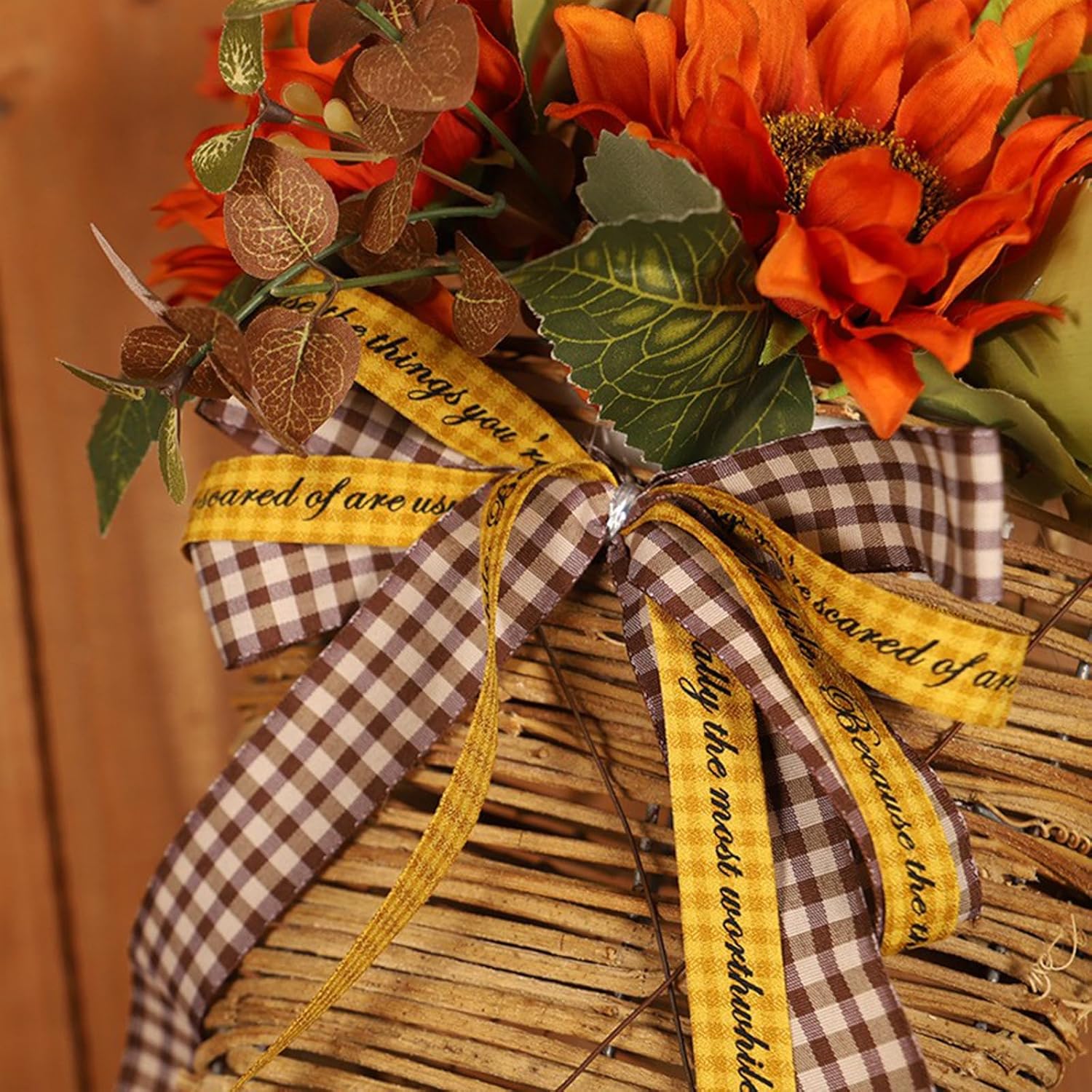 Sunflower Door Wreath for Fall Front Door Decoration