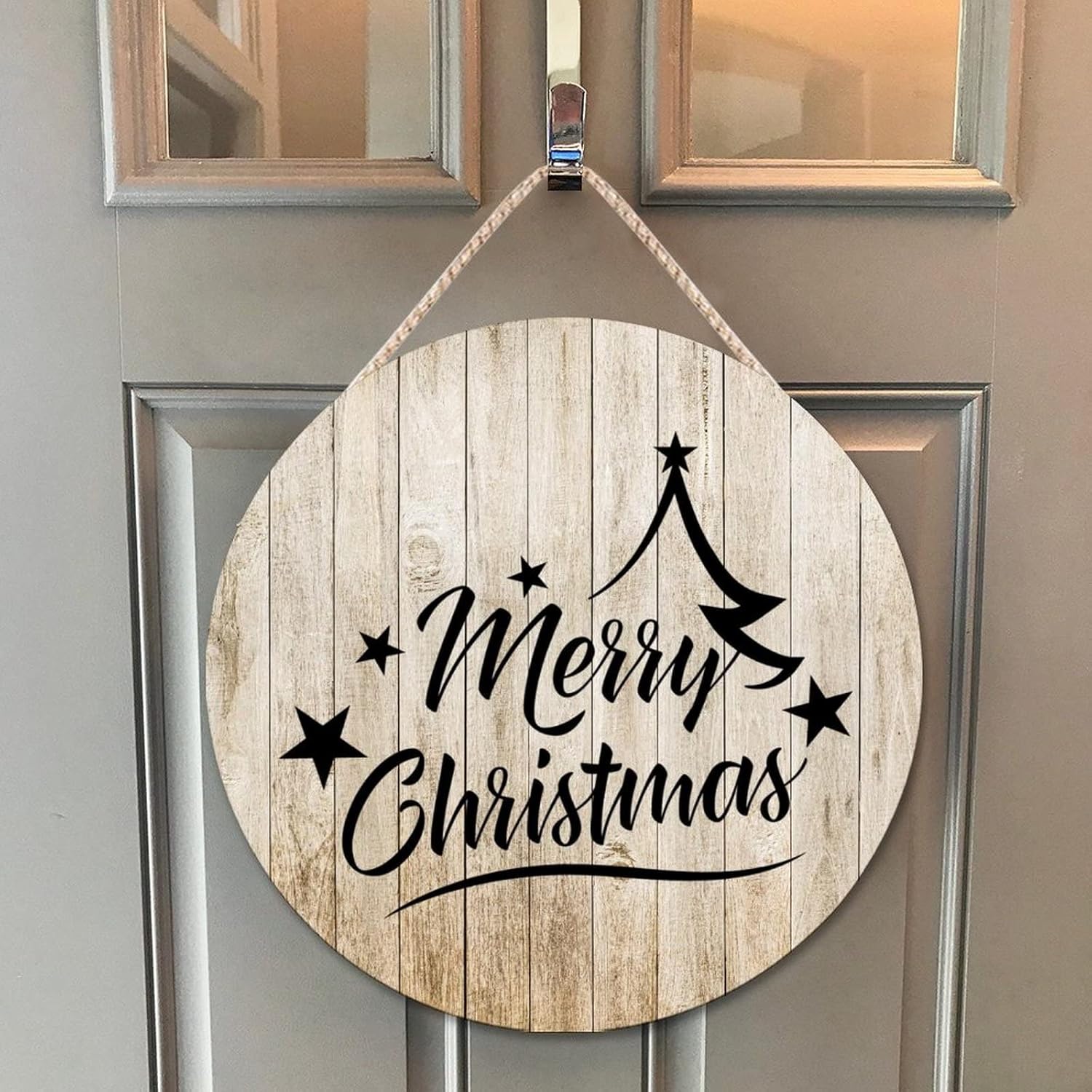 Farmhouse Front Door Hanger Christmas Decor Round Wood Sign Funny 10x10
