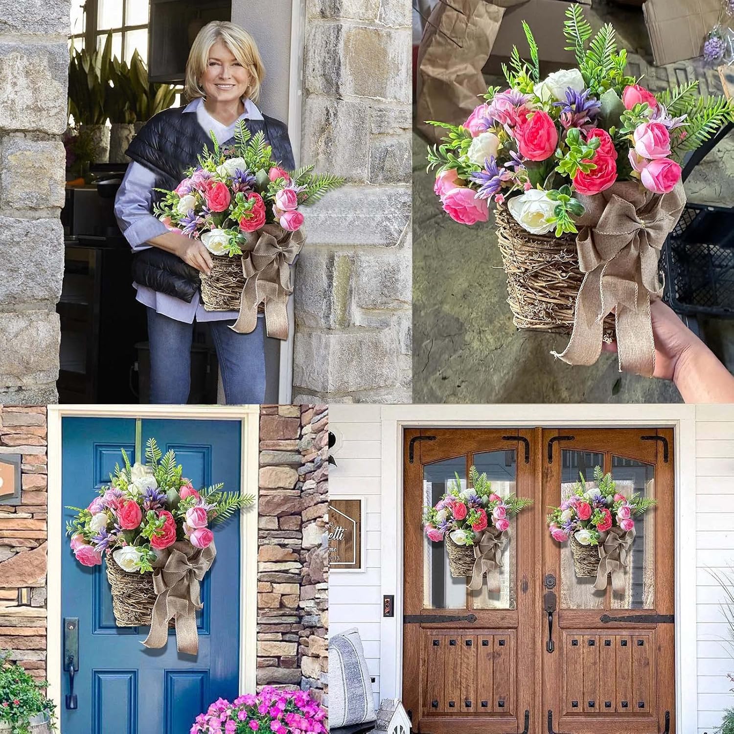 HELLORSO Peony Door Wreath Spring Summer Decor