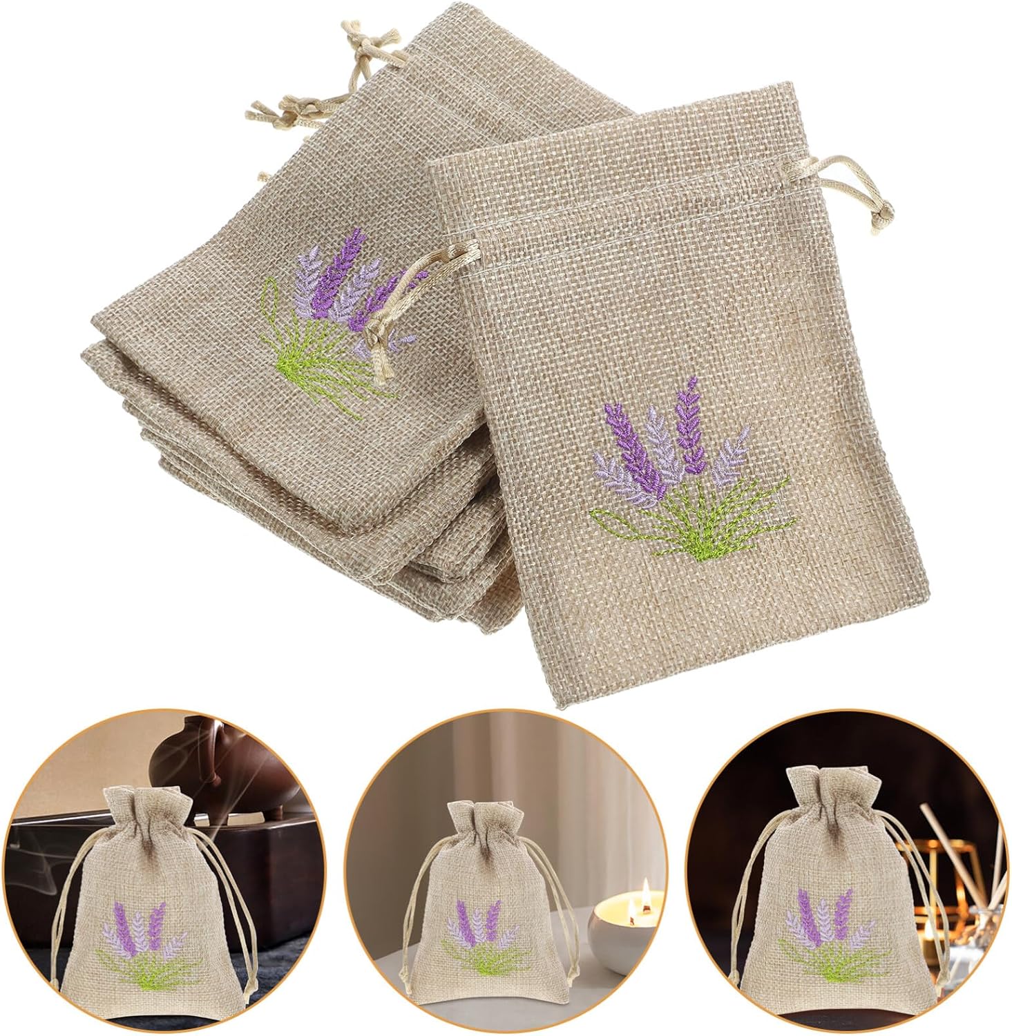 iplusmile Lavender Sachet Bags 10 Pack Linen Drawstring Pouch