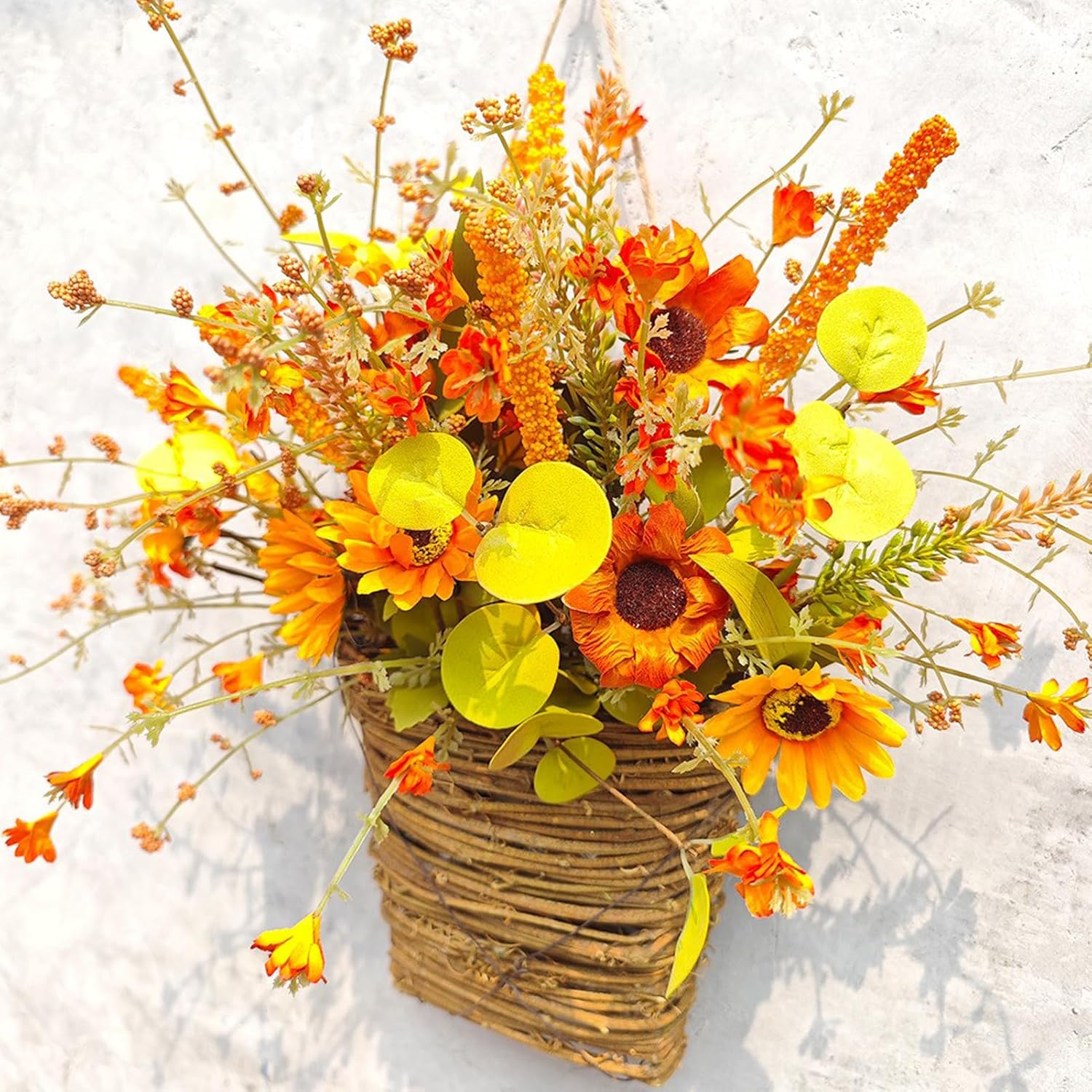 Fall Front Door Flower Basket 137in Autumn Wreath Decor