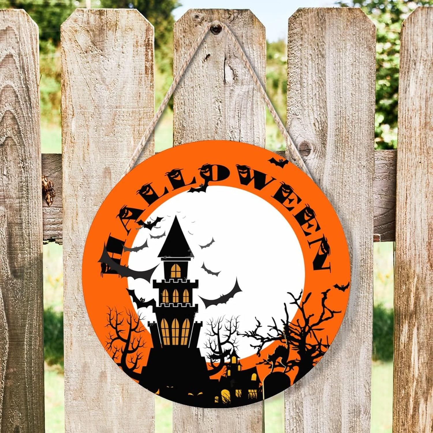 Halloween Door Hanger Wood Sign 12x12in