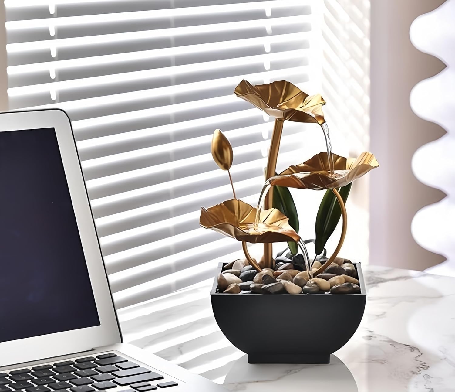 FengShui Caishen Tabletop Water Fountain for Relaxation and Meditation