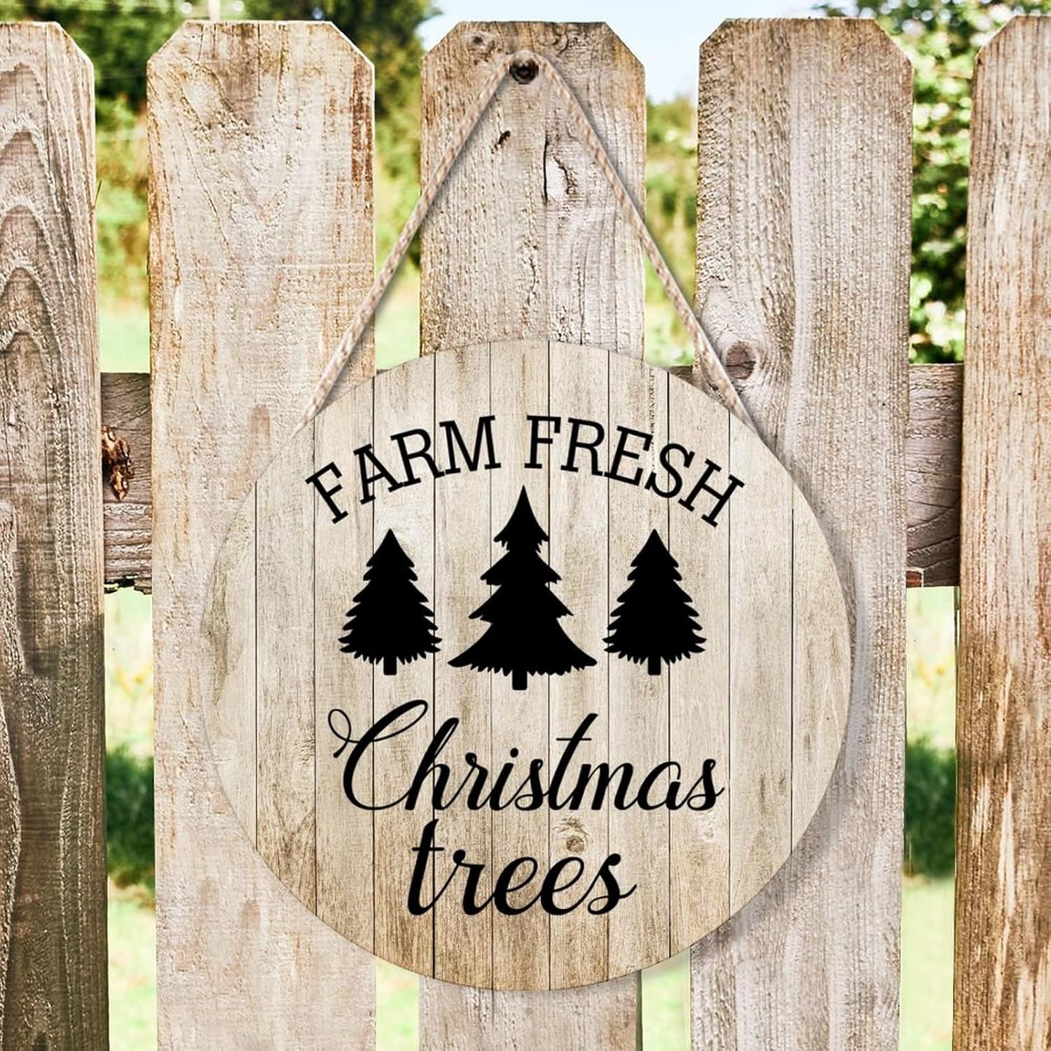 Farmhouse Door Hanger 12x12in Wood Wreath Sign Funny Holiday Decor