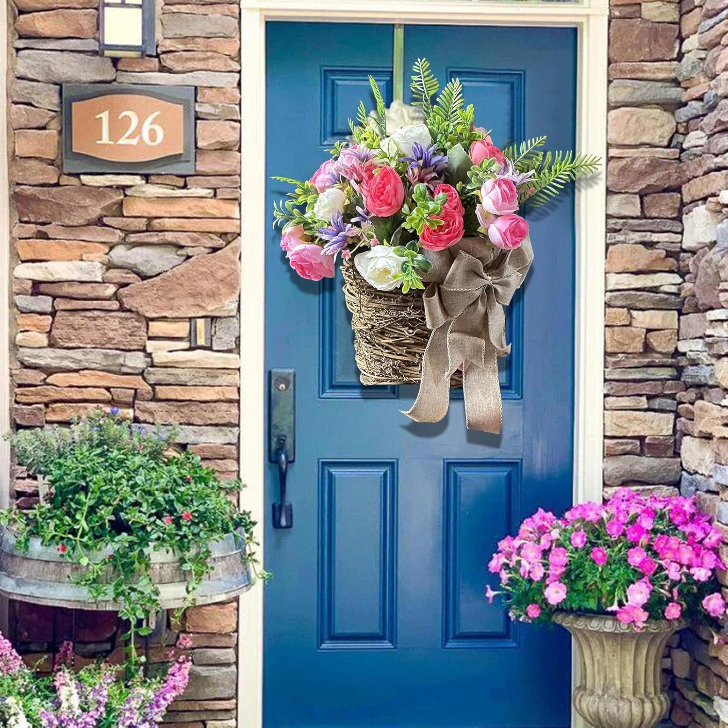 HELLORSO Peony Door Wreath Spring Summer Decor