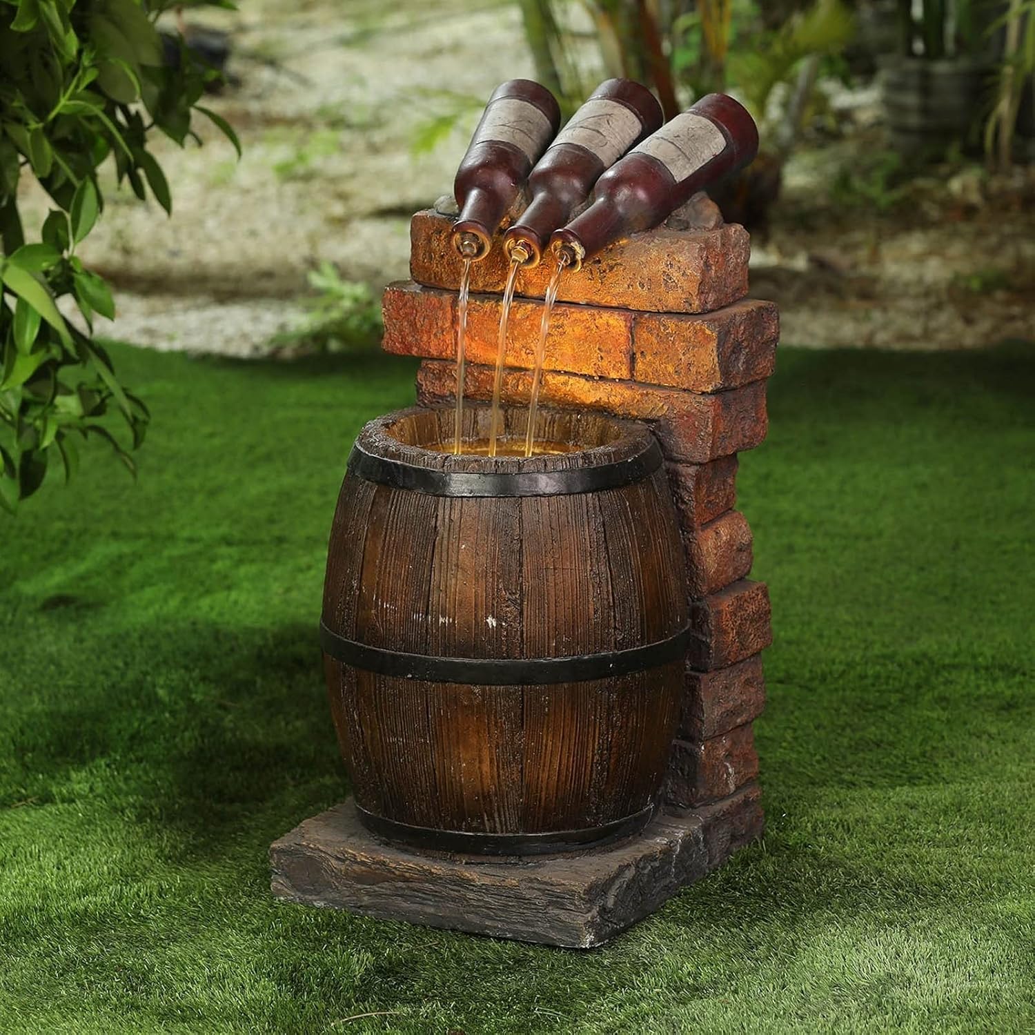 Rustic Tabletop Fountain with Resin Statue
