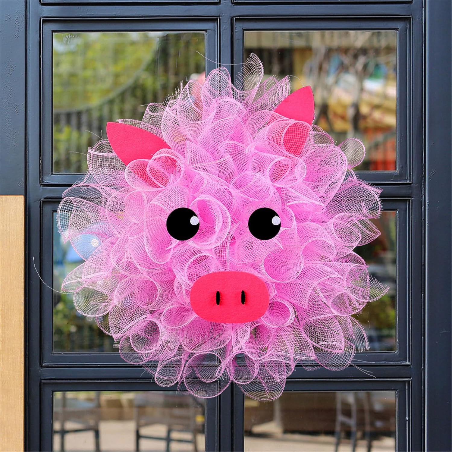 Pink Pig Door Wreath Wall Decor