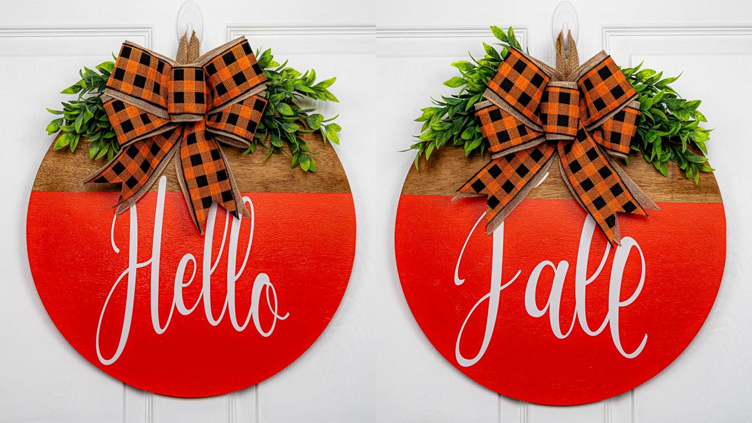 Handmade Double Door Fall Welcome Sign Wreath