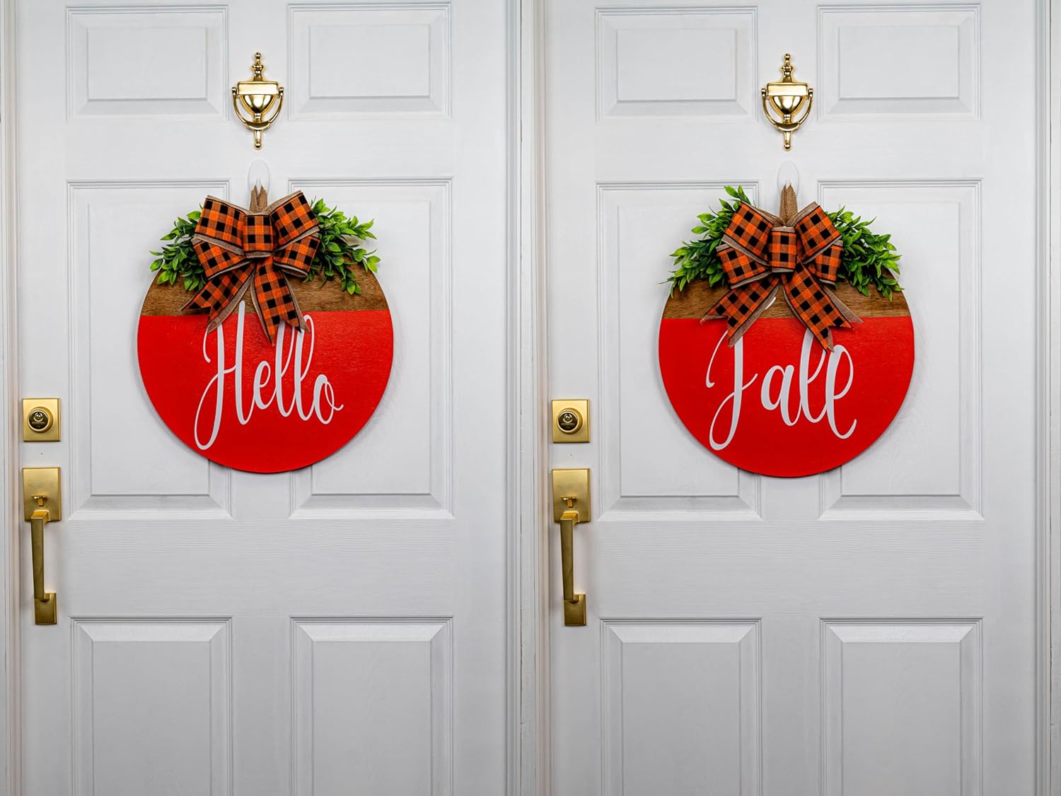 Handmade Double Door Fall Welcome Sign Wreath