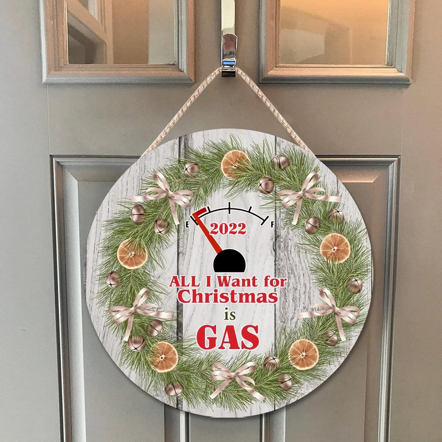 Farmhouse Door Hanger Funny Christmas Wreath 10x10 Wood Sign