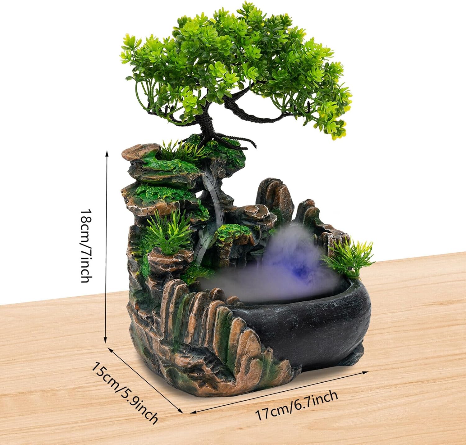 Ringmaster Tabletop Fountain Humidifier with LED Light