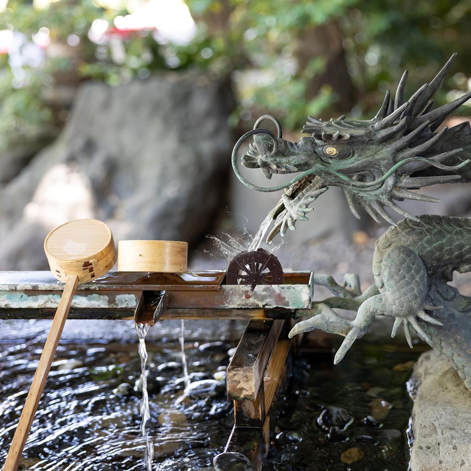 Uxcell 2 Pcs Fountain Water Wheel 43 Inch Desktop Fortune Statue Decor