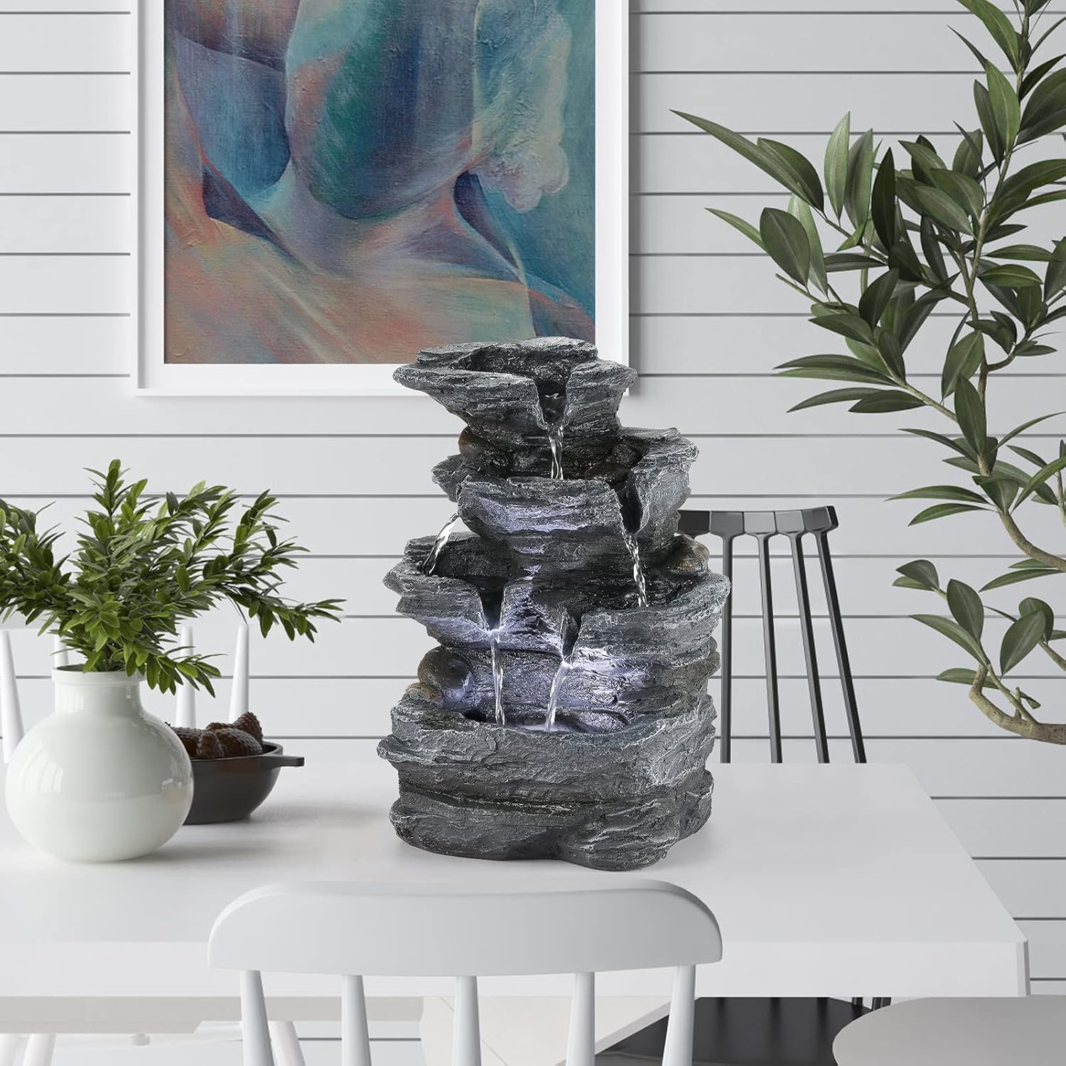 WICHEMI Tabletop Indoor Fountain with LED Light