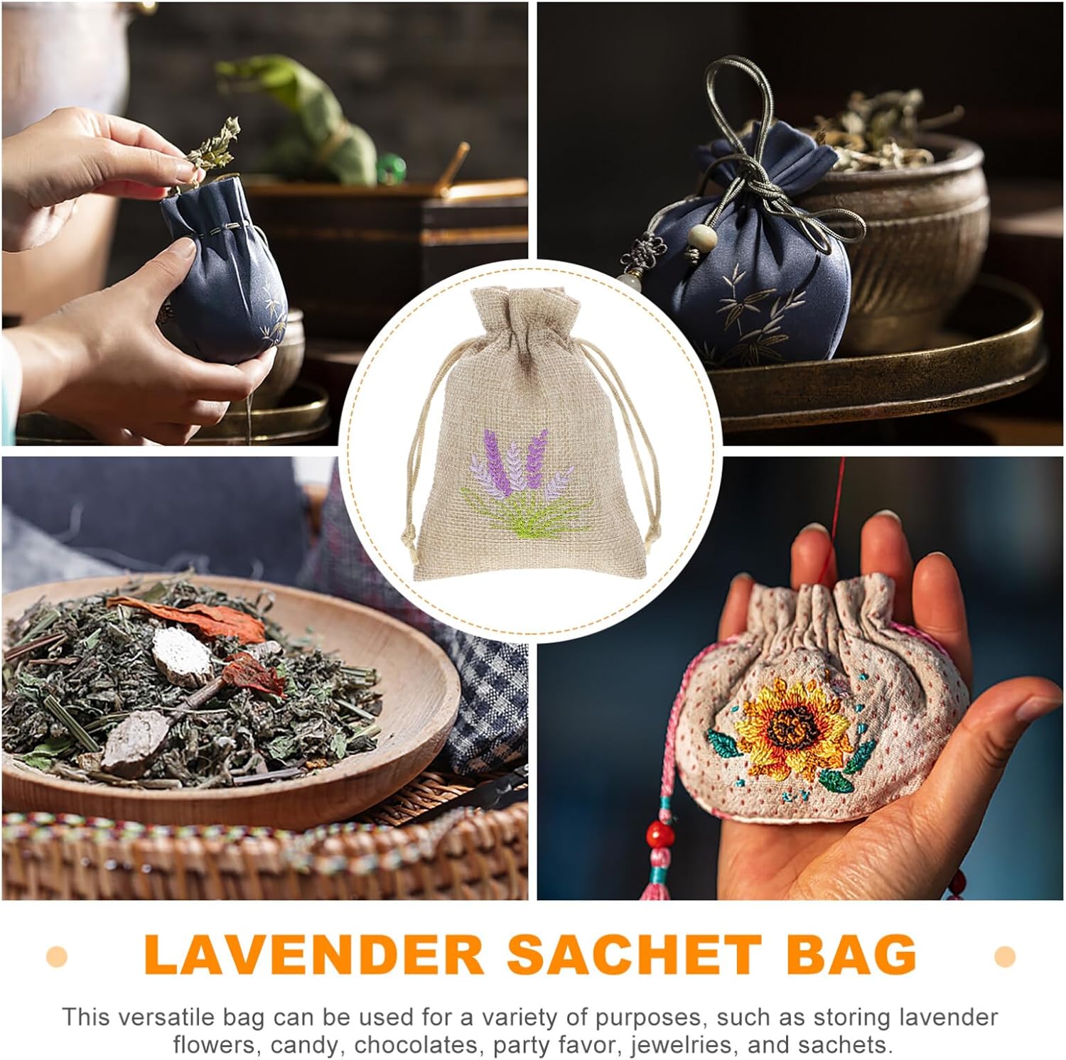 iplusmile Lavender Sachet Bags 10 Pack Linen Drawstring Pouch