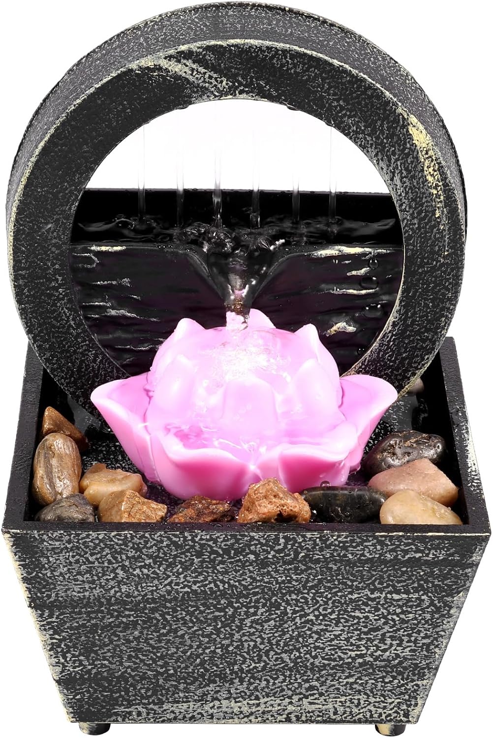 Zen Mini Tabletop Fountain with Light and Waterfall Sound
