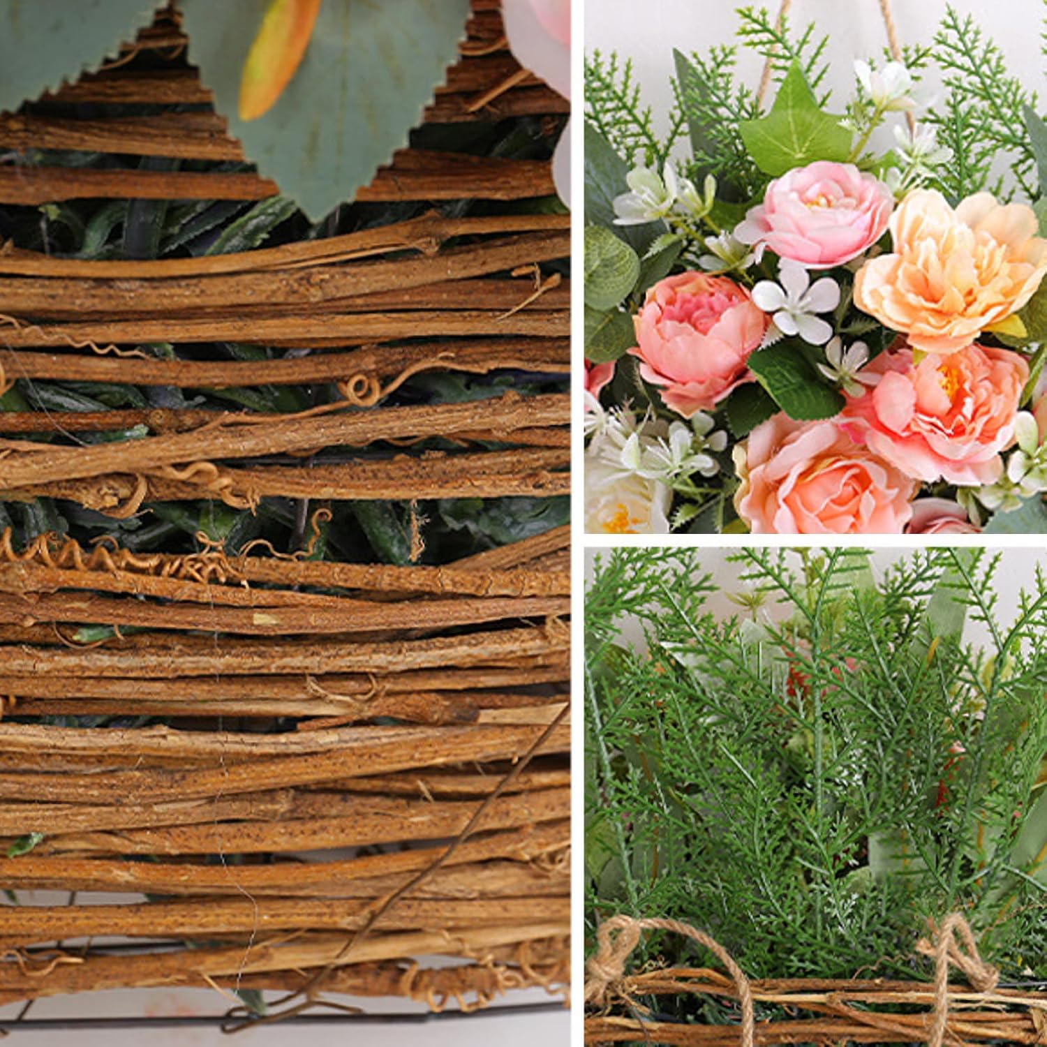 2024 New Cream Hydrangea Door Wreath Basket