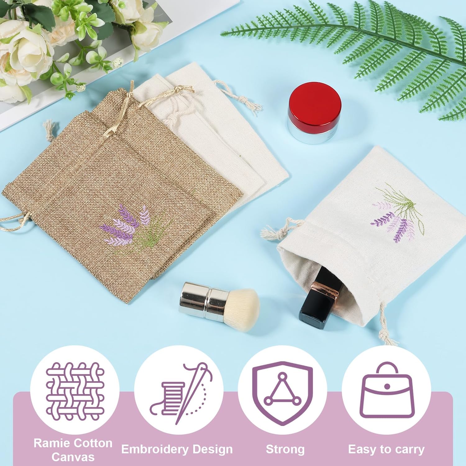 Lavender Pattern Drawstring Sachet Bags for Gifts and Crafts