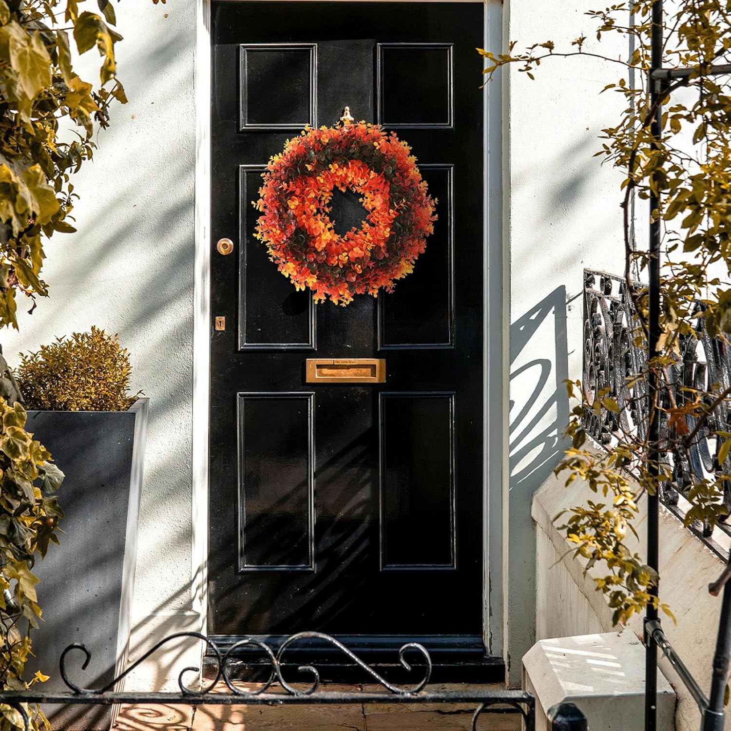 ROSELUO Colorful Plastic Wreath 16x16 Inches Front Door Decor