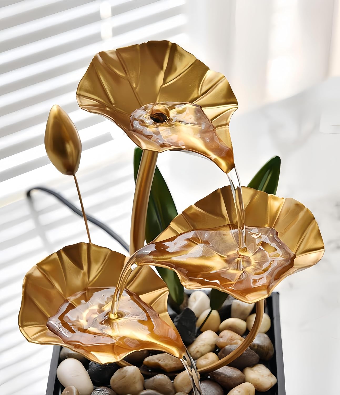 FengShui Caishen Tabletop Water Fountain for Relaxation and Meditation