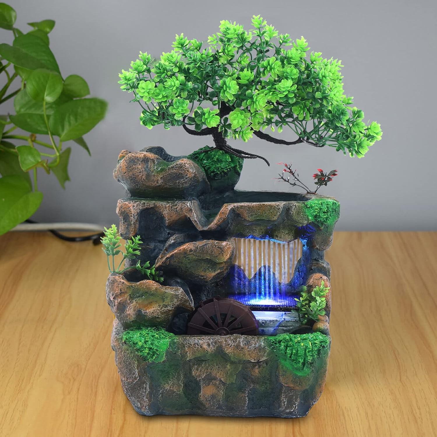 Goudergo Tabletop Waterfall Fountain with LED Lighting