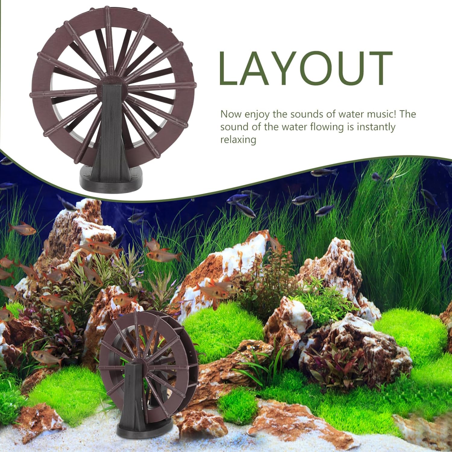 Luxshiny Mini Water Wheel - Decorative Indoor Fountain Accessory