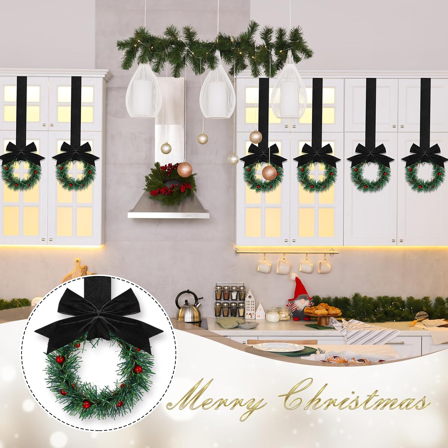 Retrowavy 12 Pcs Mini Christmas Wreath Decor