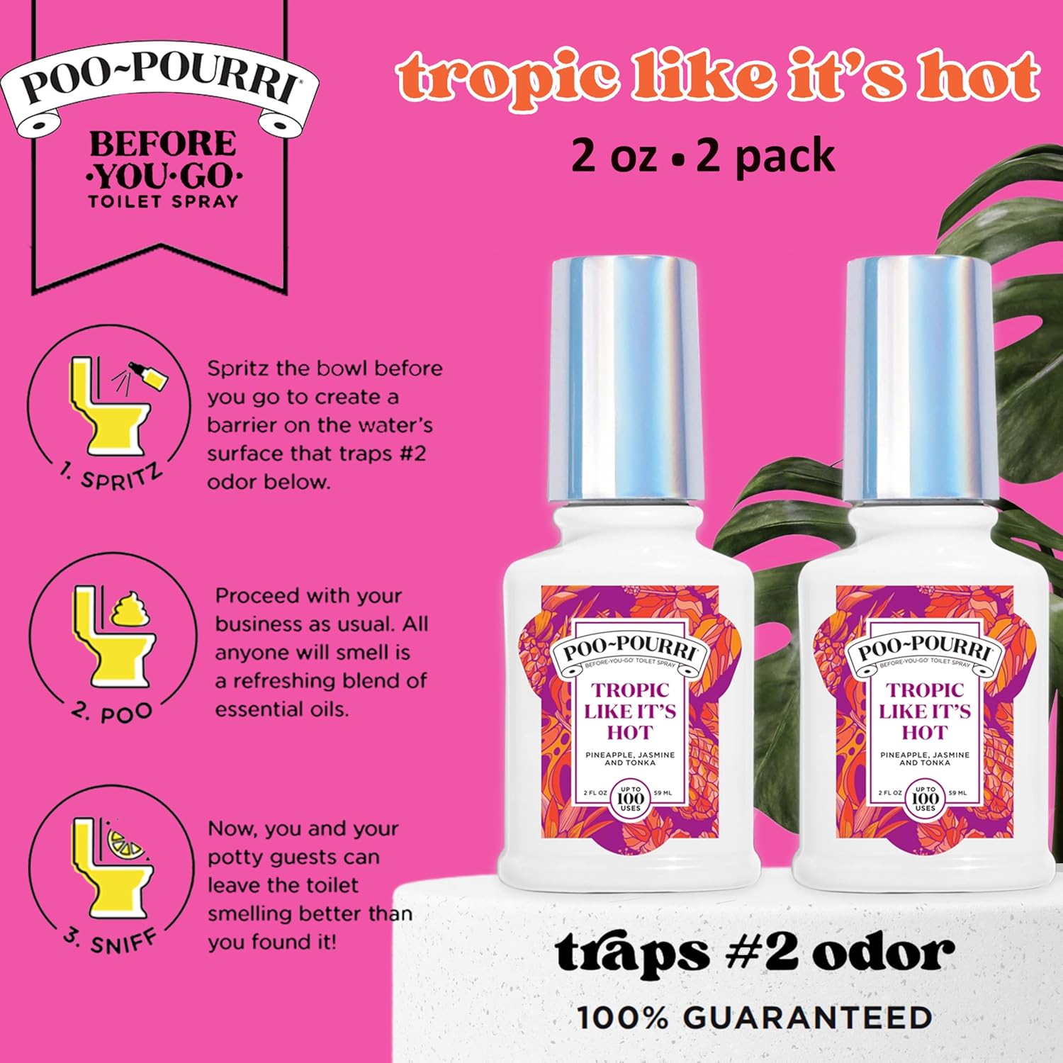Poo-Pourri Tropic Like Its Hot Toilet Spray 2 Oz 2 Pack