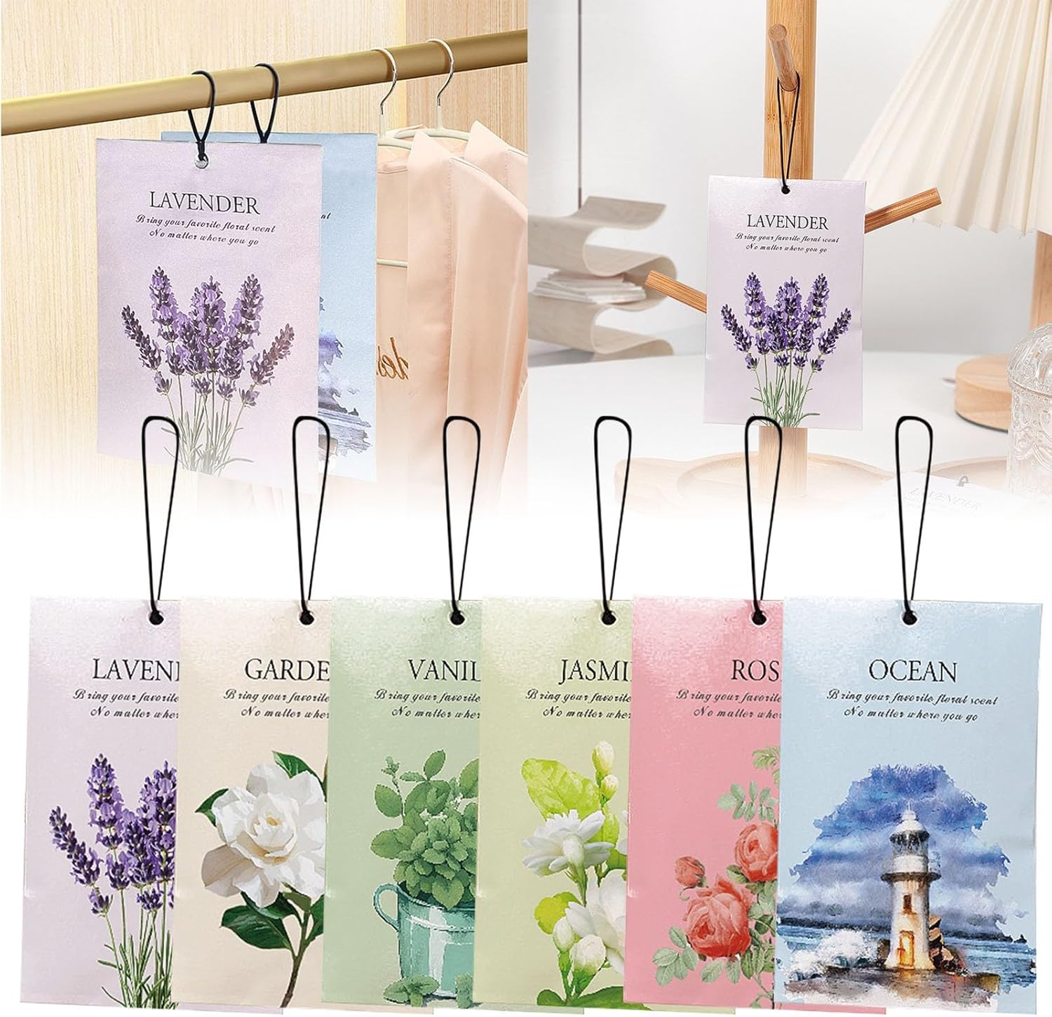 12 Pcs Flower Scented Sachets for Drawers Closets Air Freshener