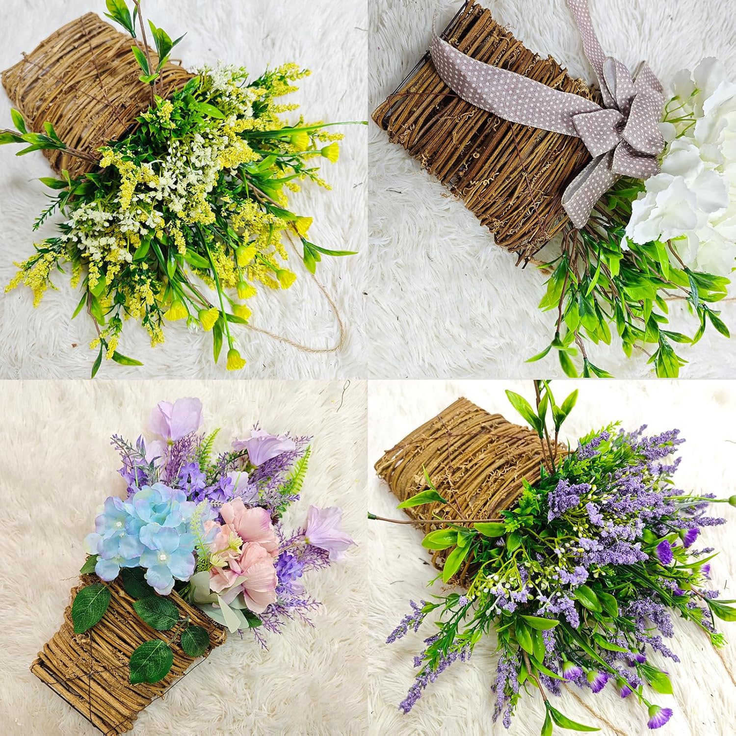 Cream Hydrangea Door Wreath Basket Hanger for Front Door Spring Decor