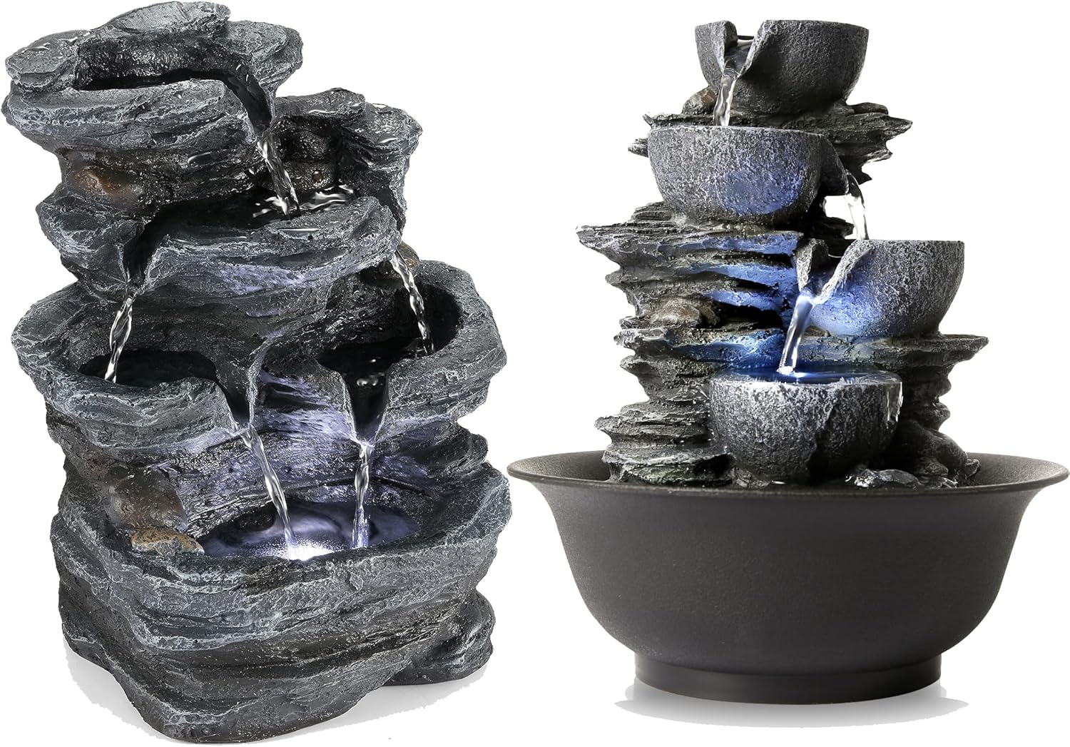 WICHEMI Tabletop Indoor Fountain with LED Light