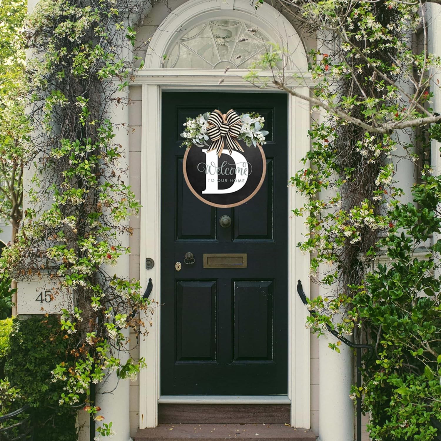 BILLAMB Circular Surname Front Door Welcome Sign Wreath