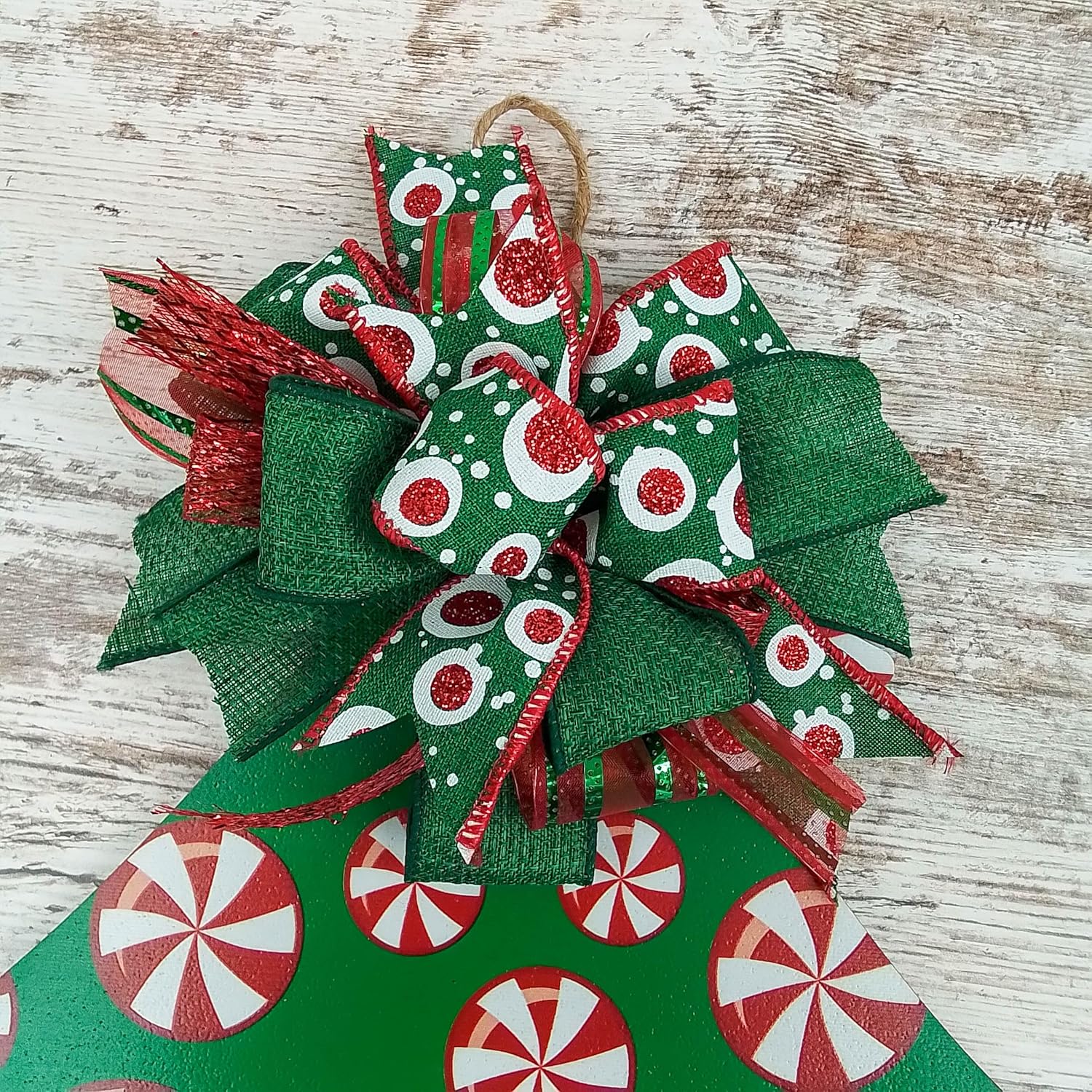 Christmas Tree Monogram Door Hanger with Bow